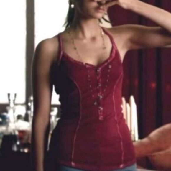 Guess Lily Henley Tank Top Pink Y2K ASO Elena Gilbert The Vampire Diaries Small - Picture 1 of 8